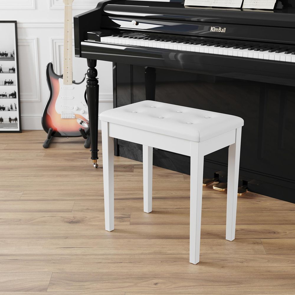 Piano Bench - Padded Cushion - With Storage Compartment