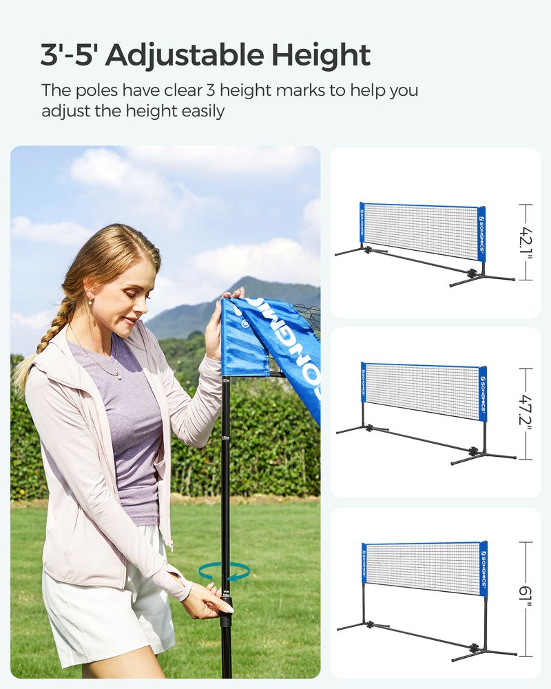 Badminton Net Portable Adjustable Height Net With Carry Bag