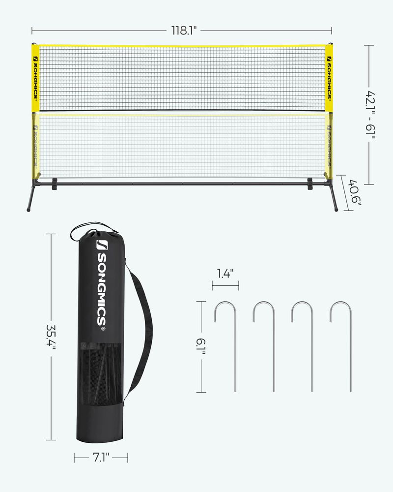 Badminton Net Portable Adjustable Height Net With Carry Bag