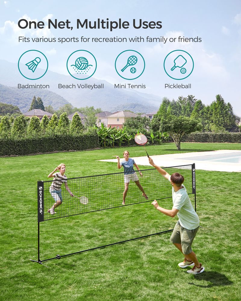 Badminton Net Portable Adjustable Height Net With Carry Bag
