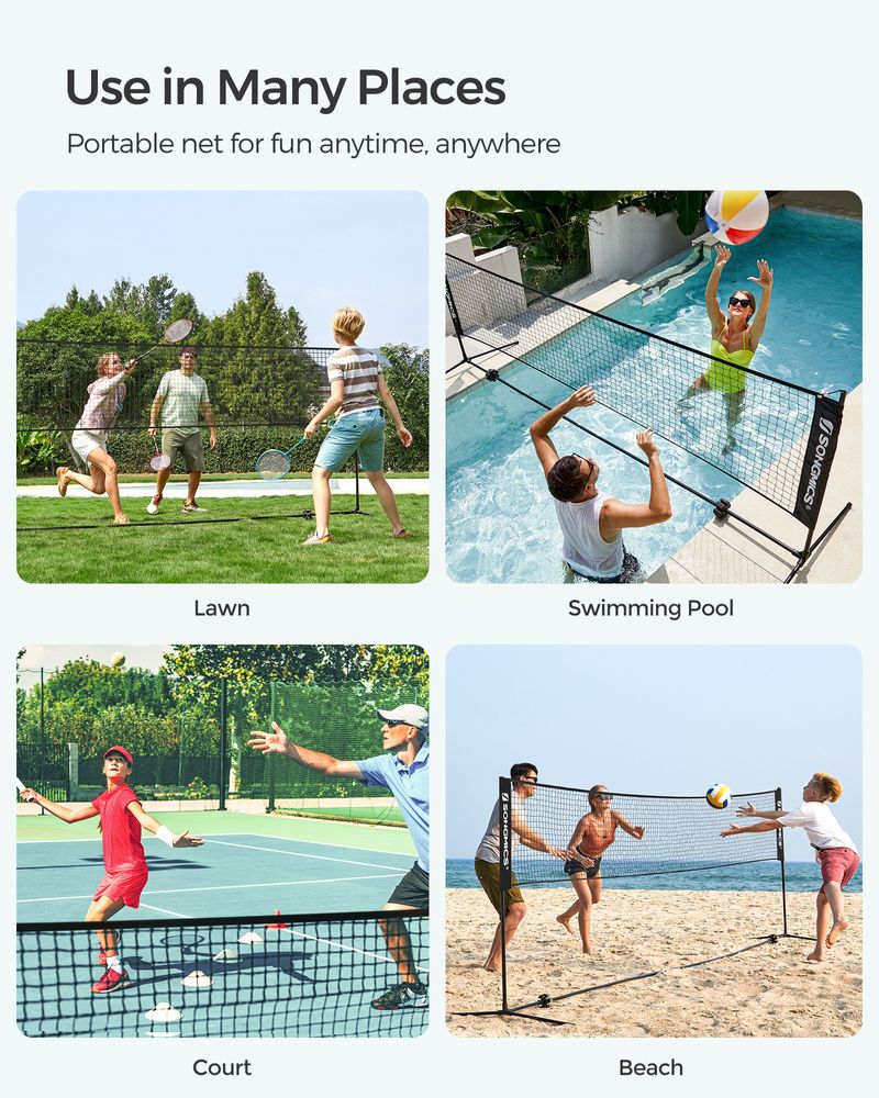Badminton Net Portable Adjustable Height Net With Carry Bag