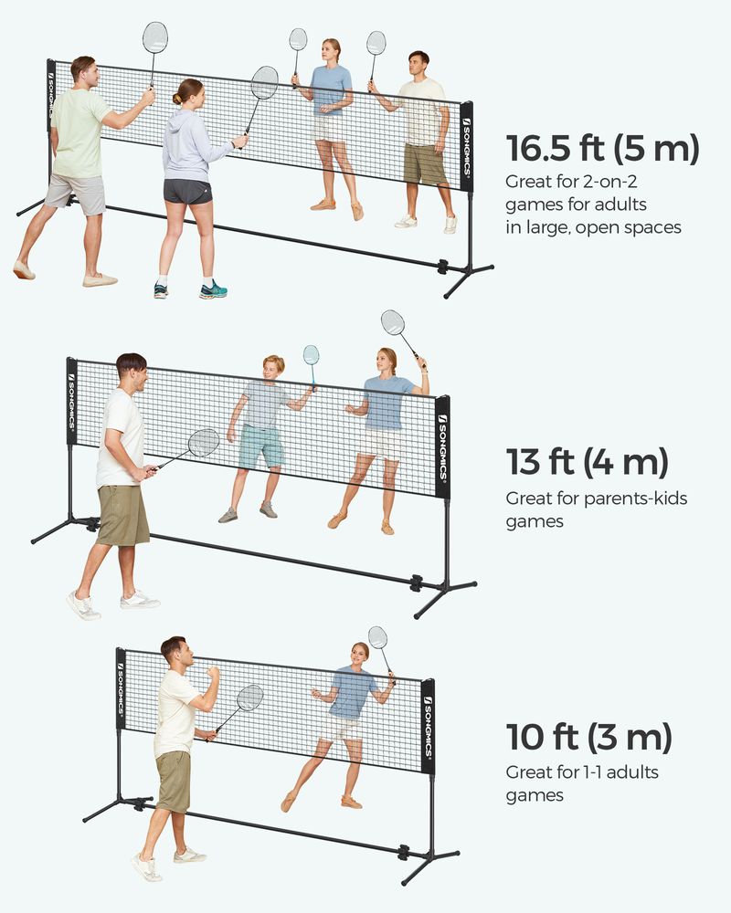 Badminton Net Portable Adjustable Height Net With Carry Bag