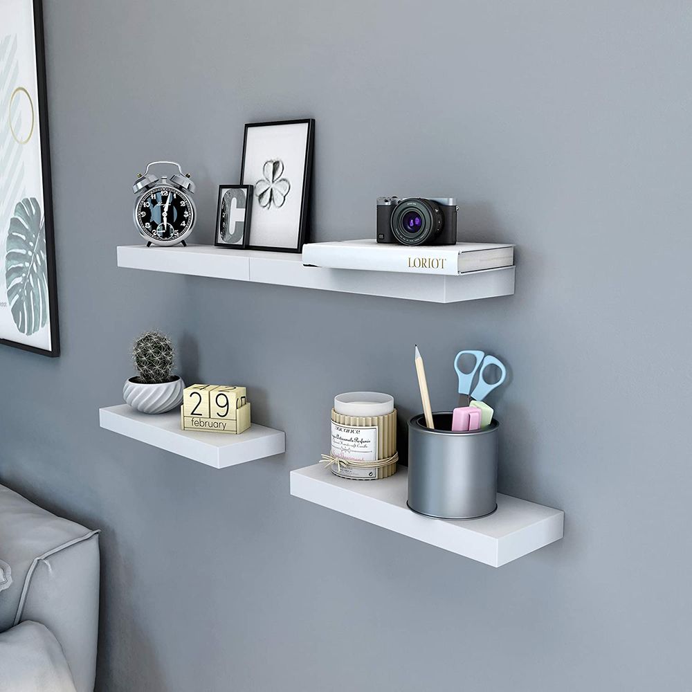 Floating Wall Shelf - With Metal Bracket - Easy Installation