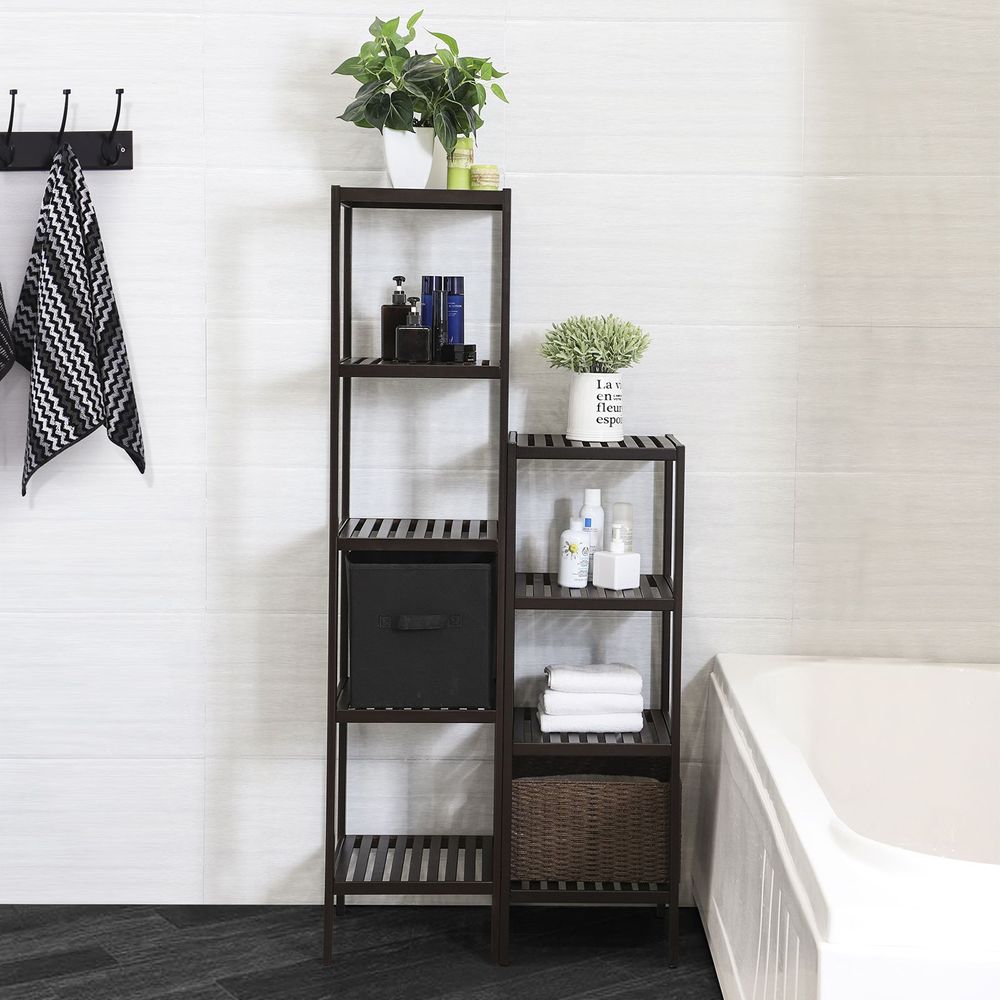 4-Tier Bamboo Bathroom Shelf – Narrow Design – Space-Saving Storage Rack