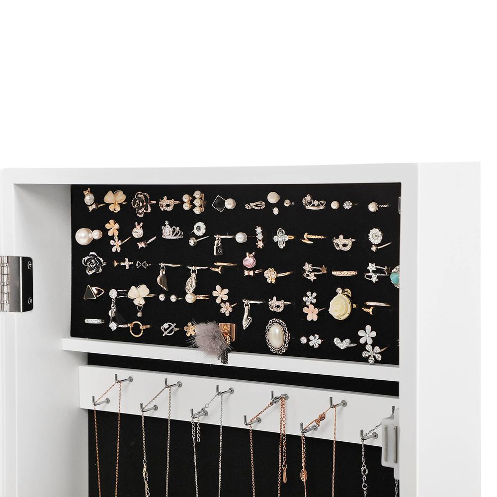 Jewelry Cabinet Armoire - Lockable Mirror - Wall Mounted Storage