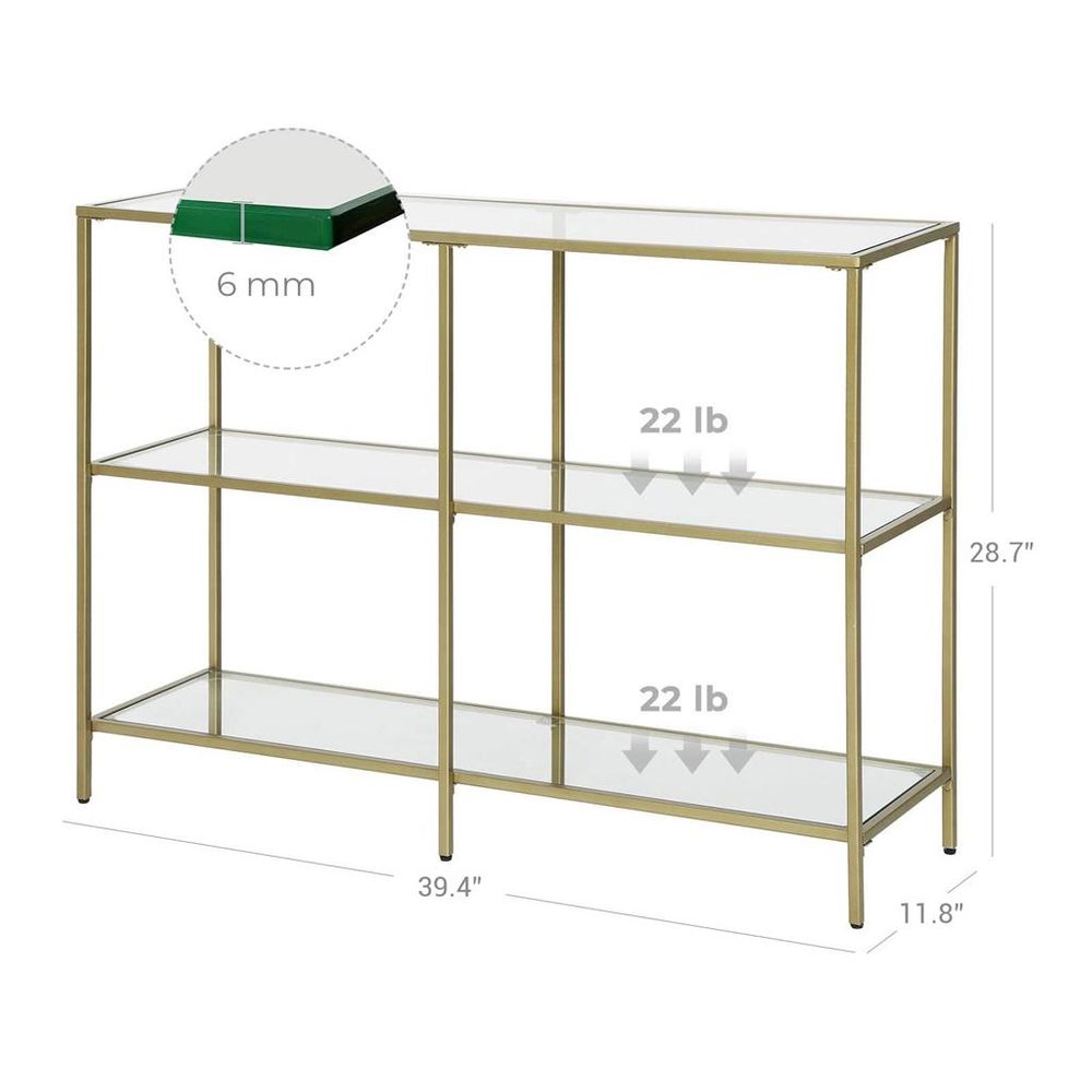 Console Table - 39.4 Inch - 3 Shelf Glass Storage
