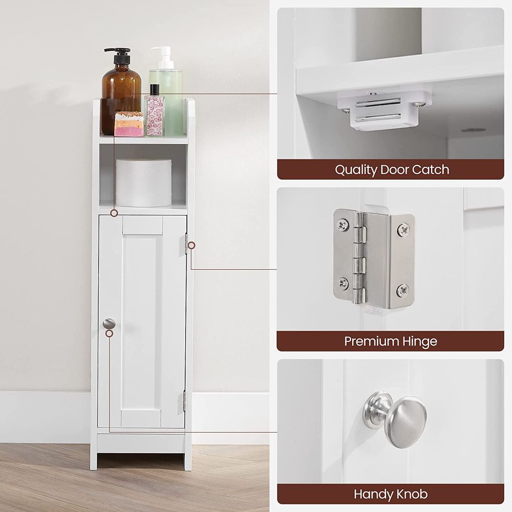 Bathroom Corner Storage Cabinet - Small Floor Unit - Adjustable Shelves