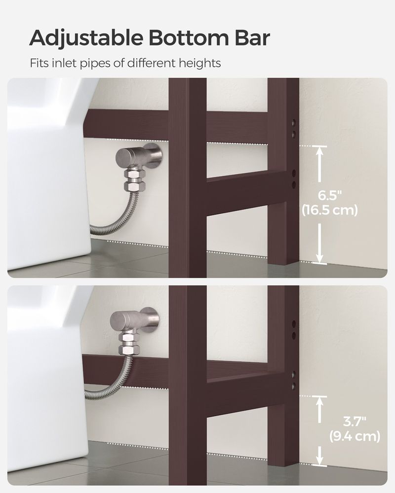 Over The Toilet Storage Shelf - 3 Tier Bamboo - Adjustable Bathroom Organizer
