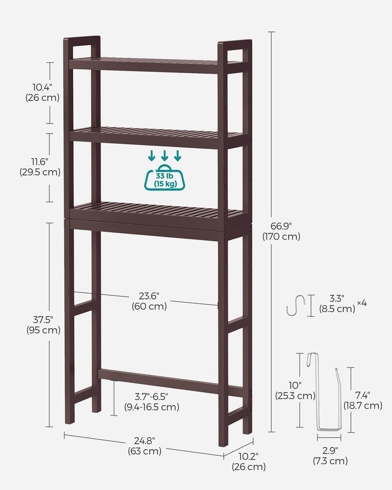 Over The Toilet Storage Rack - 3 Tier - Bathroom Organizer
