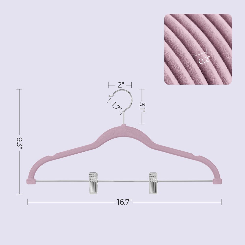 Pants Hangers - Velvet With Adjustable Clips - Set Of 30