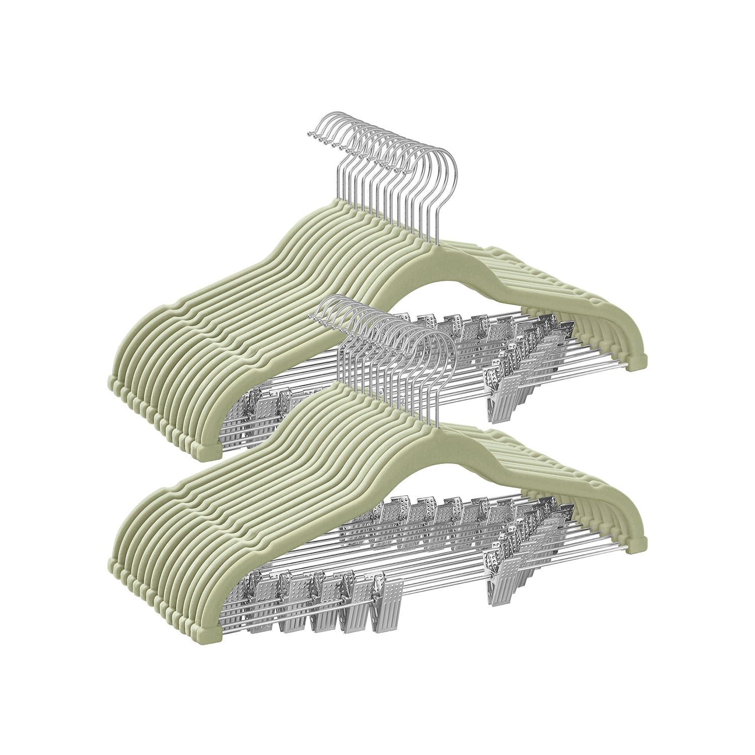 Pants Hangers - Velvet With Adjustable Clips - Set Of 30