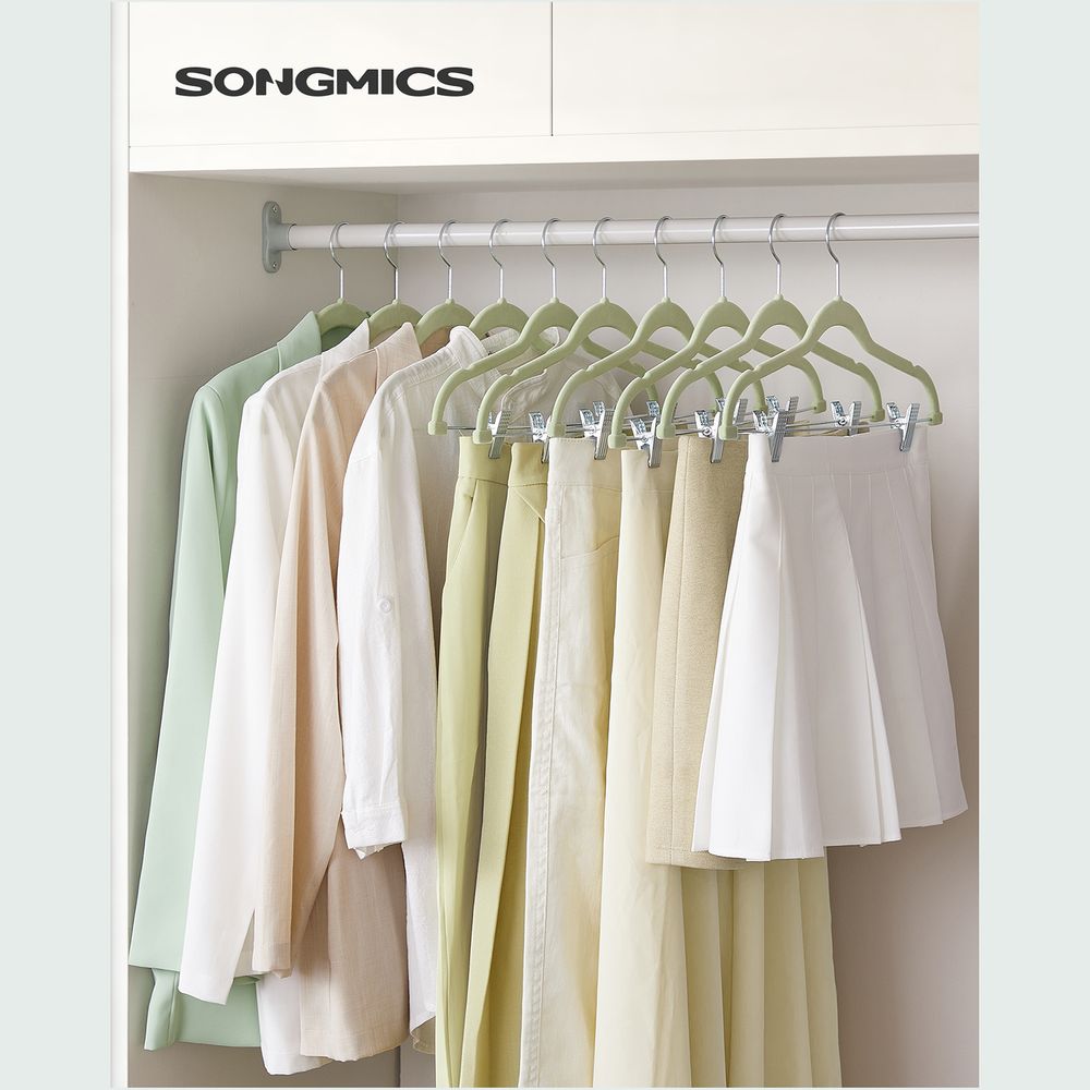 Pants Hangers - Velvet With Adjustable Clips - Set Of 30