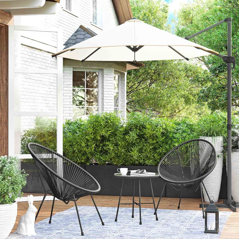 3 Piece Outdoor Acapulco Chair Set With Table Patio Seating Set