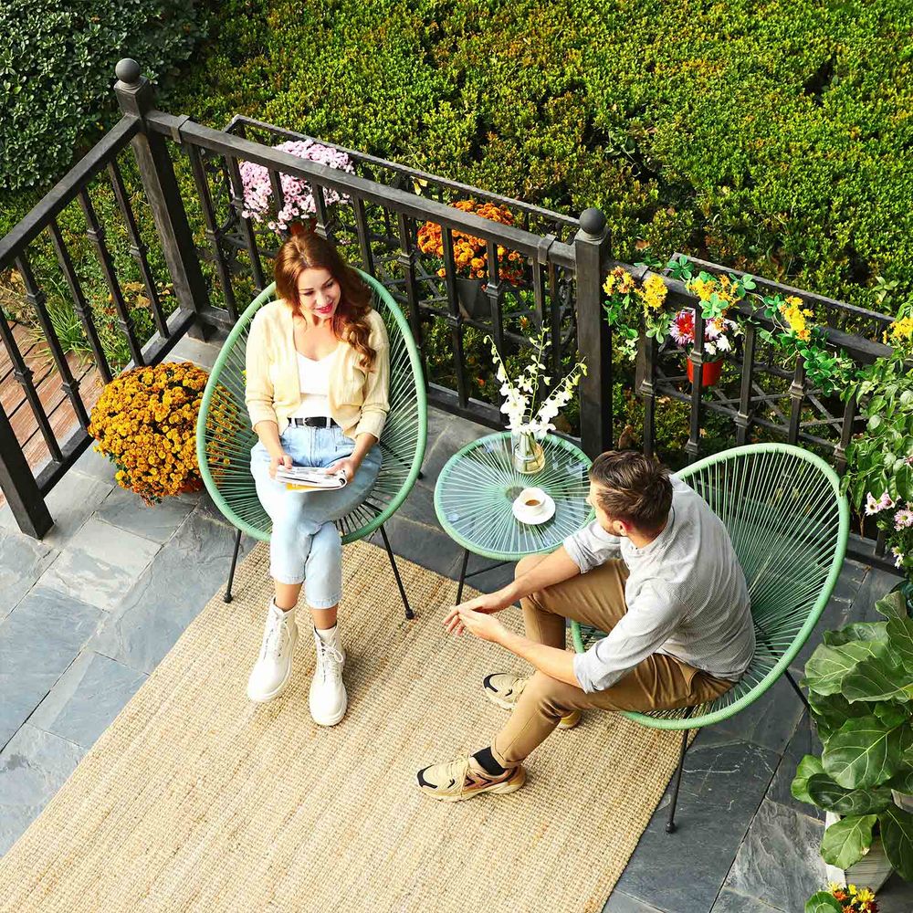 3 Piece Outdoor Acapulco Chair Set With Table Patio Seating Set