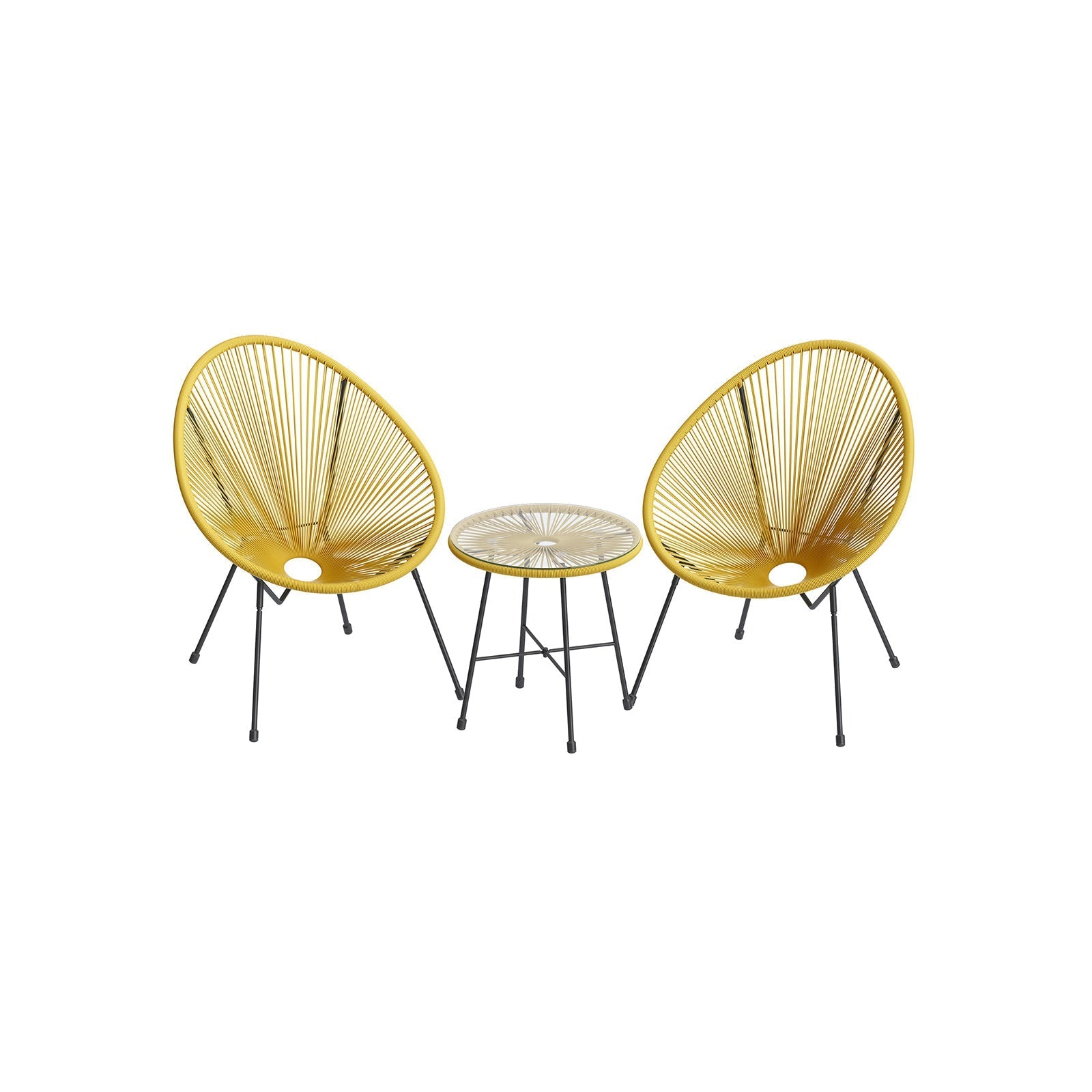 3 Piece Outdoor Acapulco Chair Set With Table Patio Seating Set