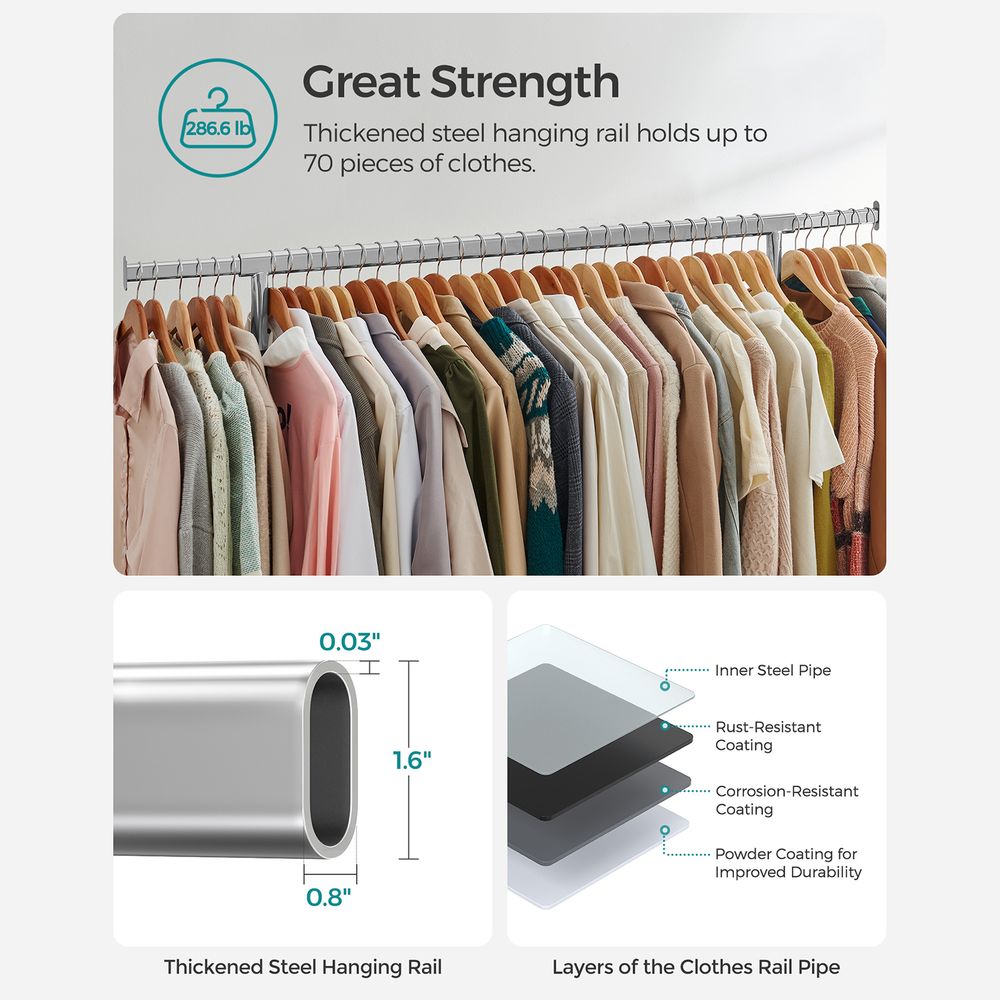 Clothes Rack - Heavy Duty Rolling - With Locking Wheels