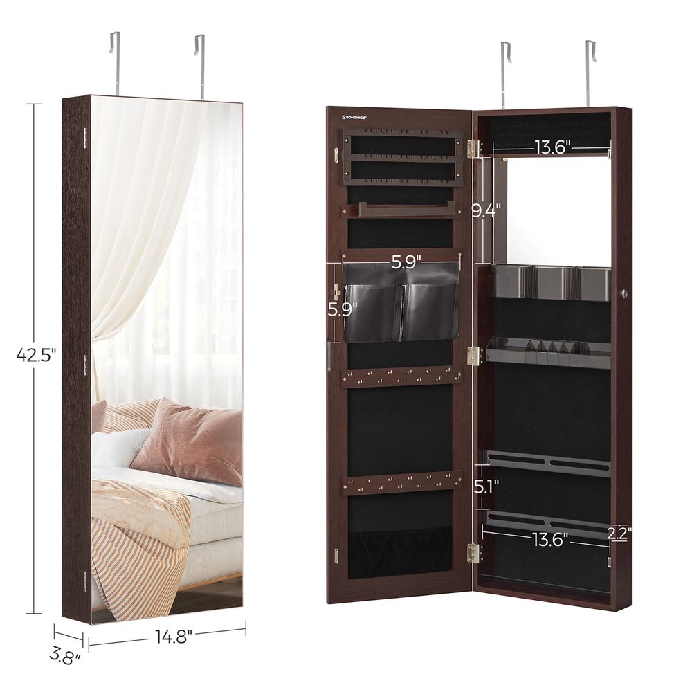 Jewelry Cabinet Armoire - Lockable - Full Length Mirror Storage