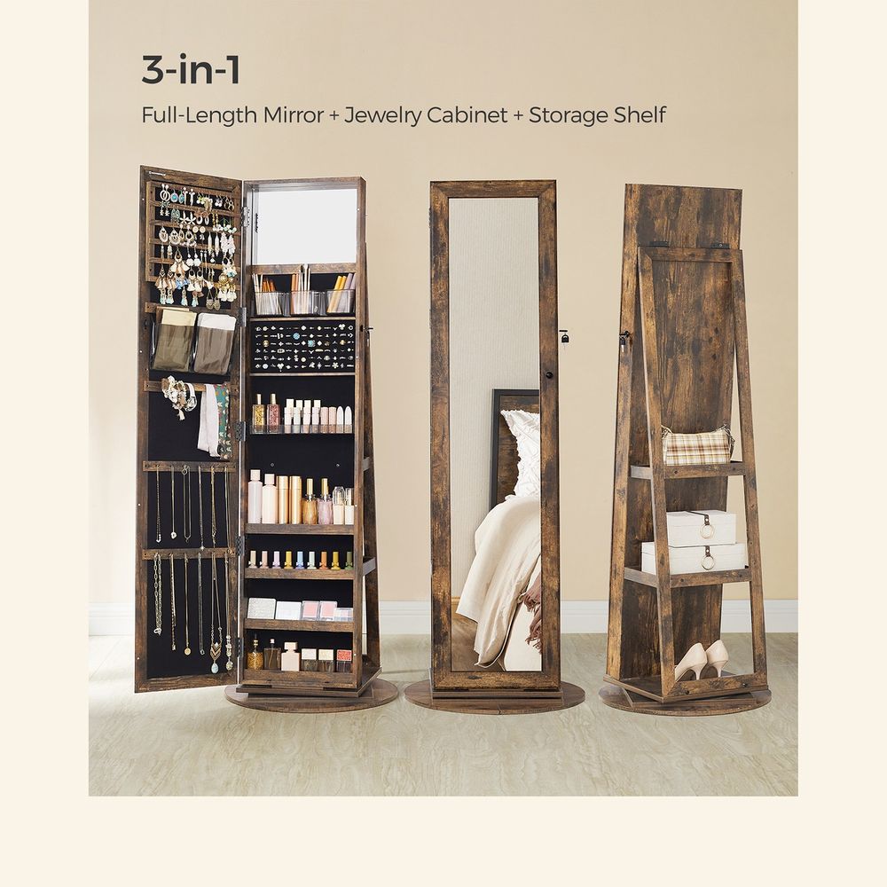 Jewelry Organizer Cabinet - Lockable - Full Length Mirror