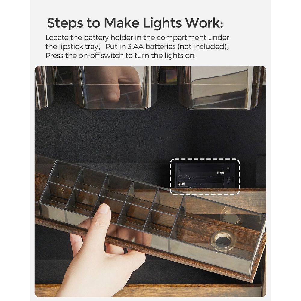 Jewelry Armoire Organizer - LED Lights - Wall Or Door Mounted Mirror