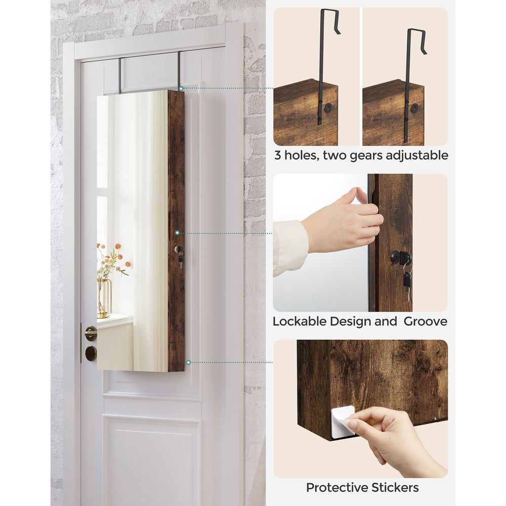 Jewelry Armoire Organizer - LED Lights - Wall Or Door Mounted Mirror
