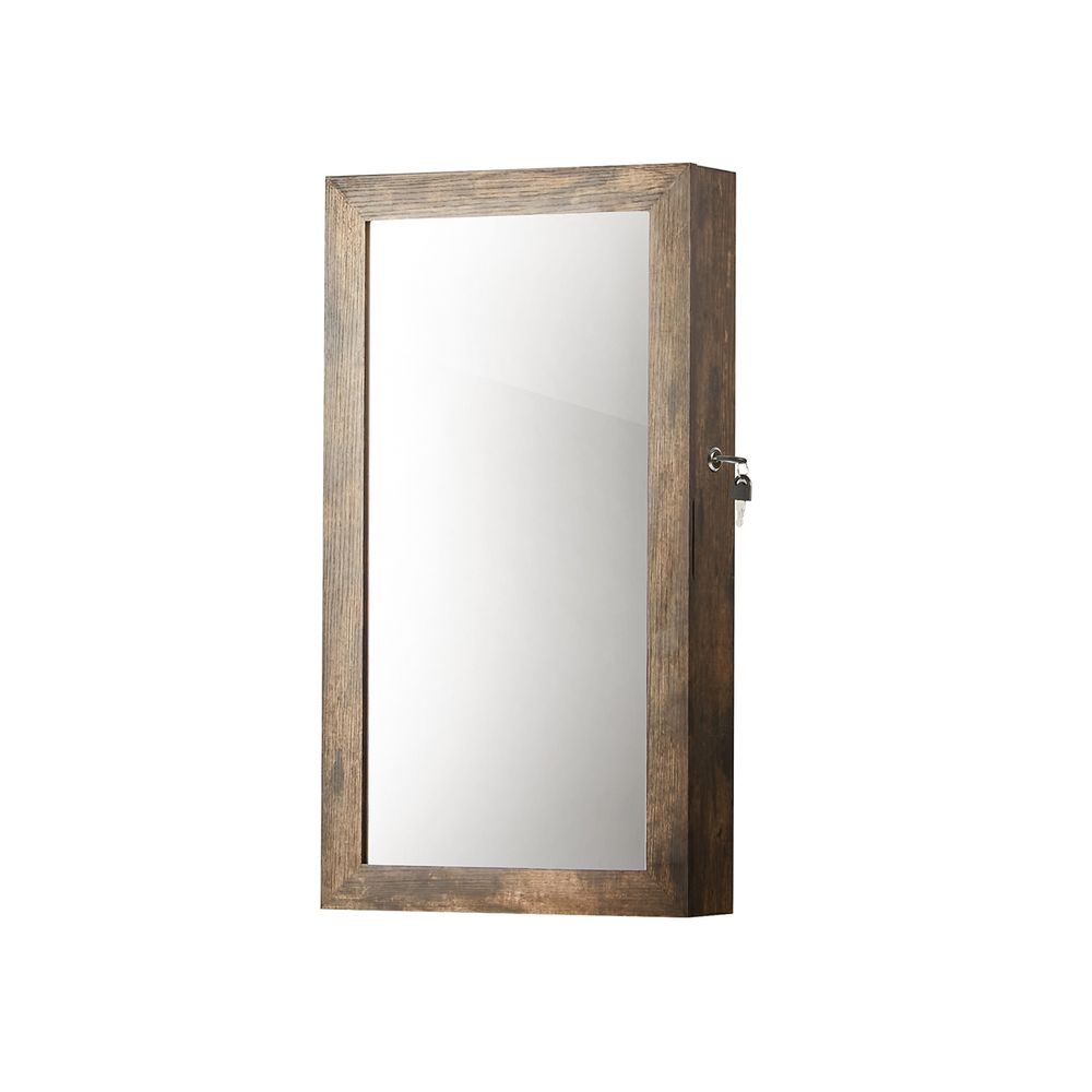 Jewelry Cabinet Armoire - Lockable Mirror - Wall Mounted Storage