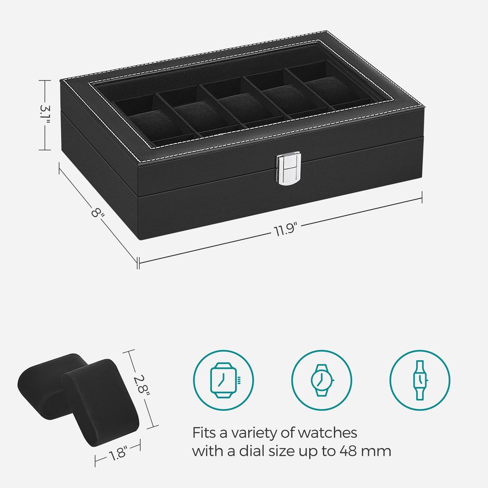 Watch Case Organizer - 6 Or 12 Slot - Large Glass Lid