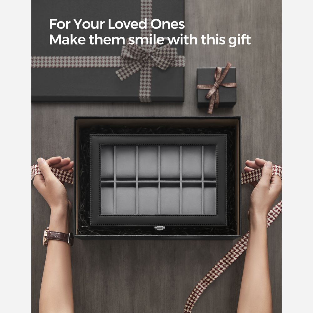 Watch Case Organizer - 6 Or 12 Slot - Large Glass Lid