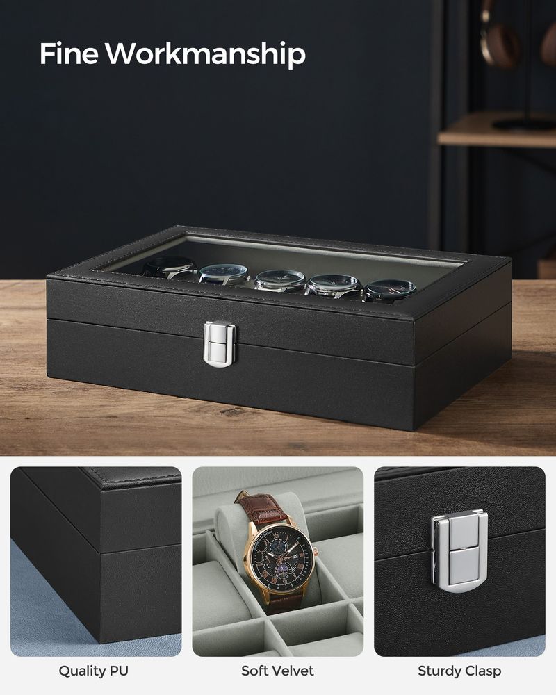 Watch Case Organizer - 6 Or 12 Slot - Large Glass Lid
