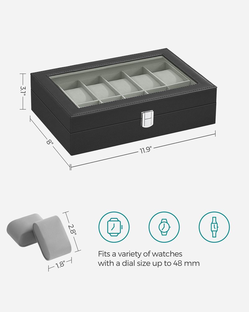 Watch Case Organizer - 6 Or 12 Slot - Large Glass Lid