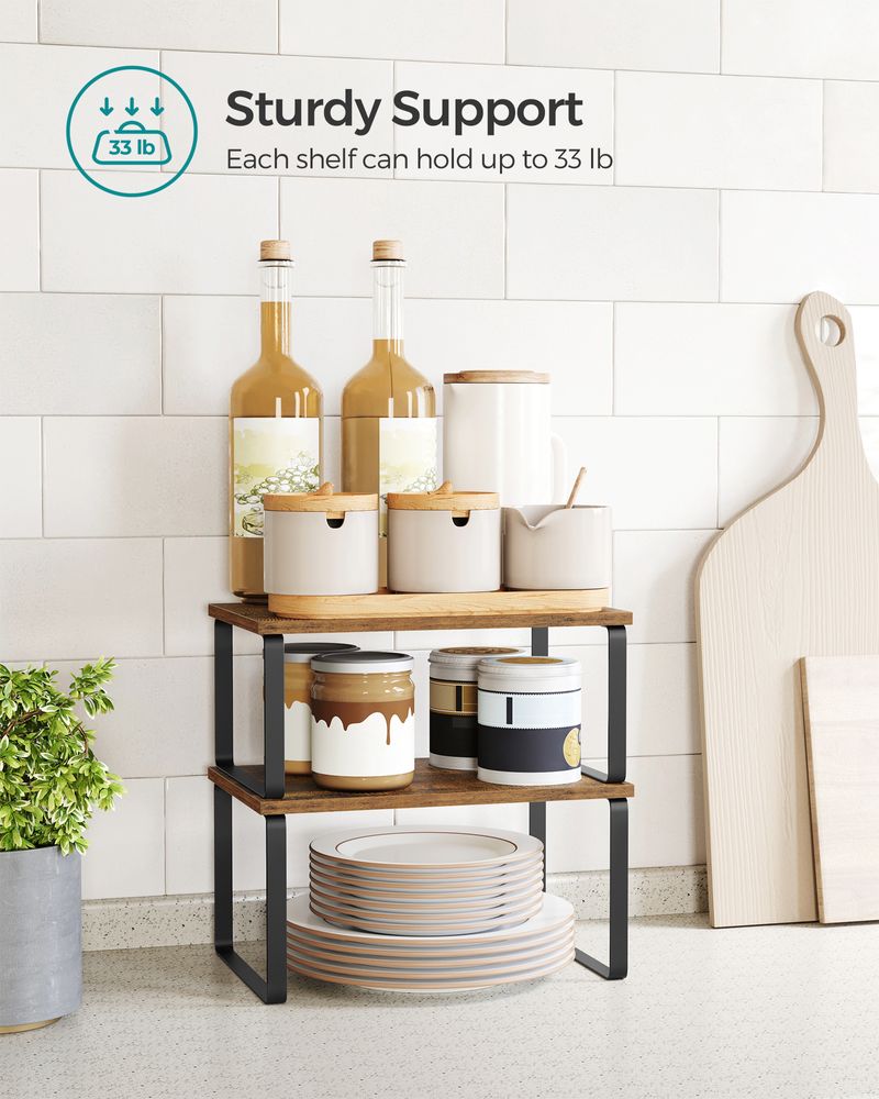 Cabinet Counter Shelves - Set Of 2 - Kitchen Storage Organizers