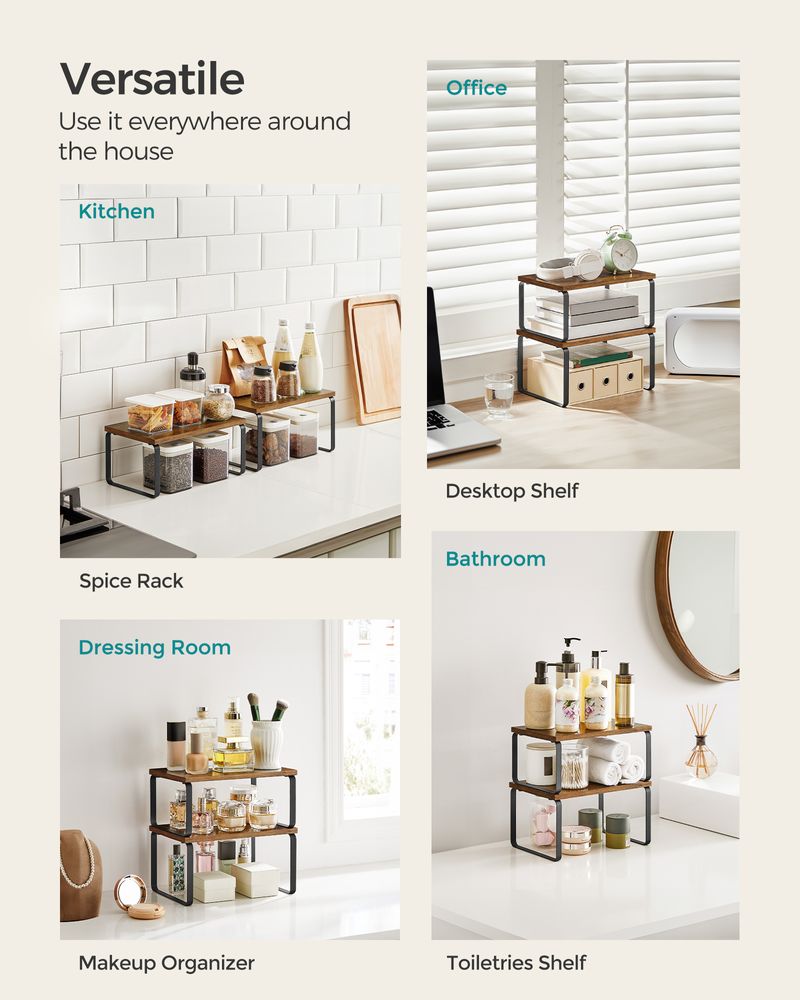 Cabinet Counter Shelves - Set Of 2 - Kitchen Storage Organizers