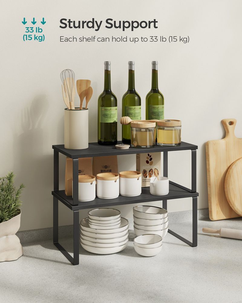 Cabinet Counter Shelves - Set Of 2 - Kitchen Storage Organizers