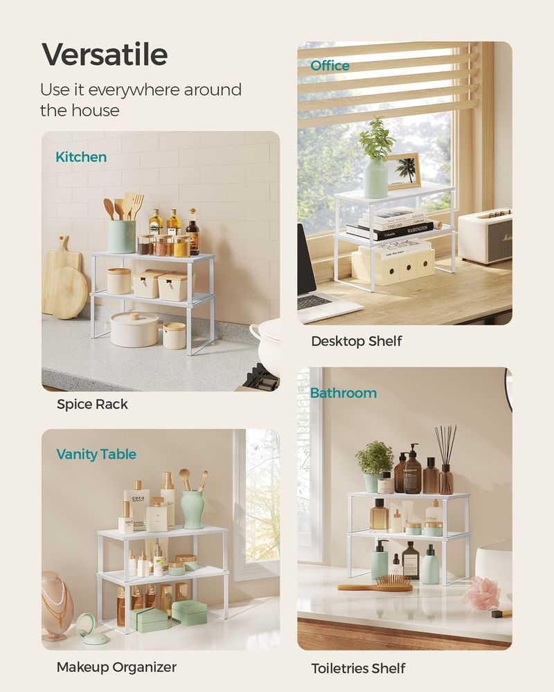 Cabinet Counter Shelves - Set Of 2 - Kitchen Storage Organizers