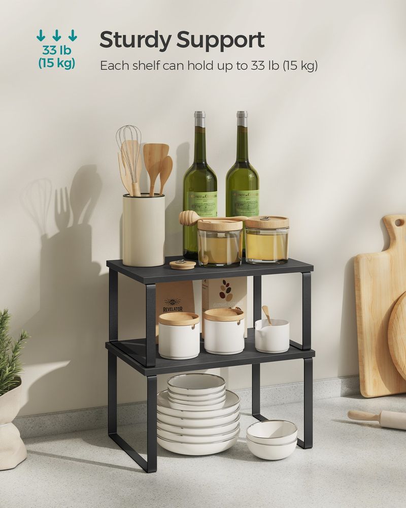 Cabinet Counter Shelves - Set Of 2 - Kitchen Storage Organizers