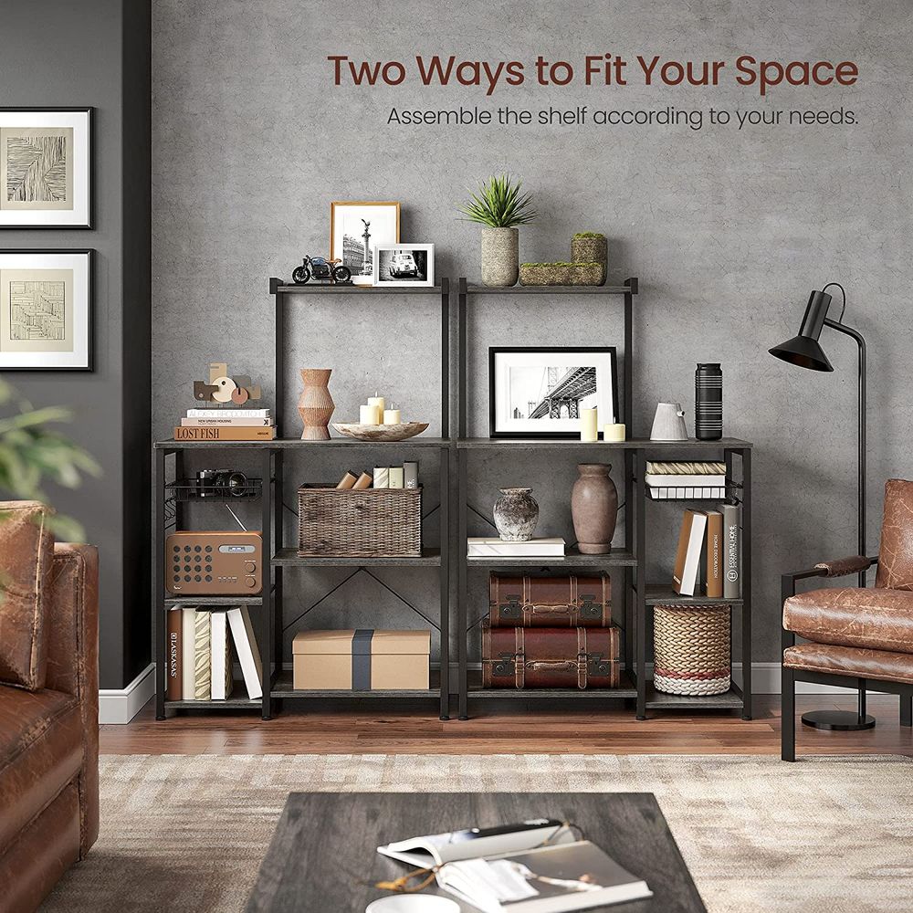 Baker’s Rack - Industrial Brown - With Shelves And Hooks