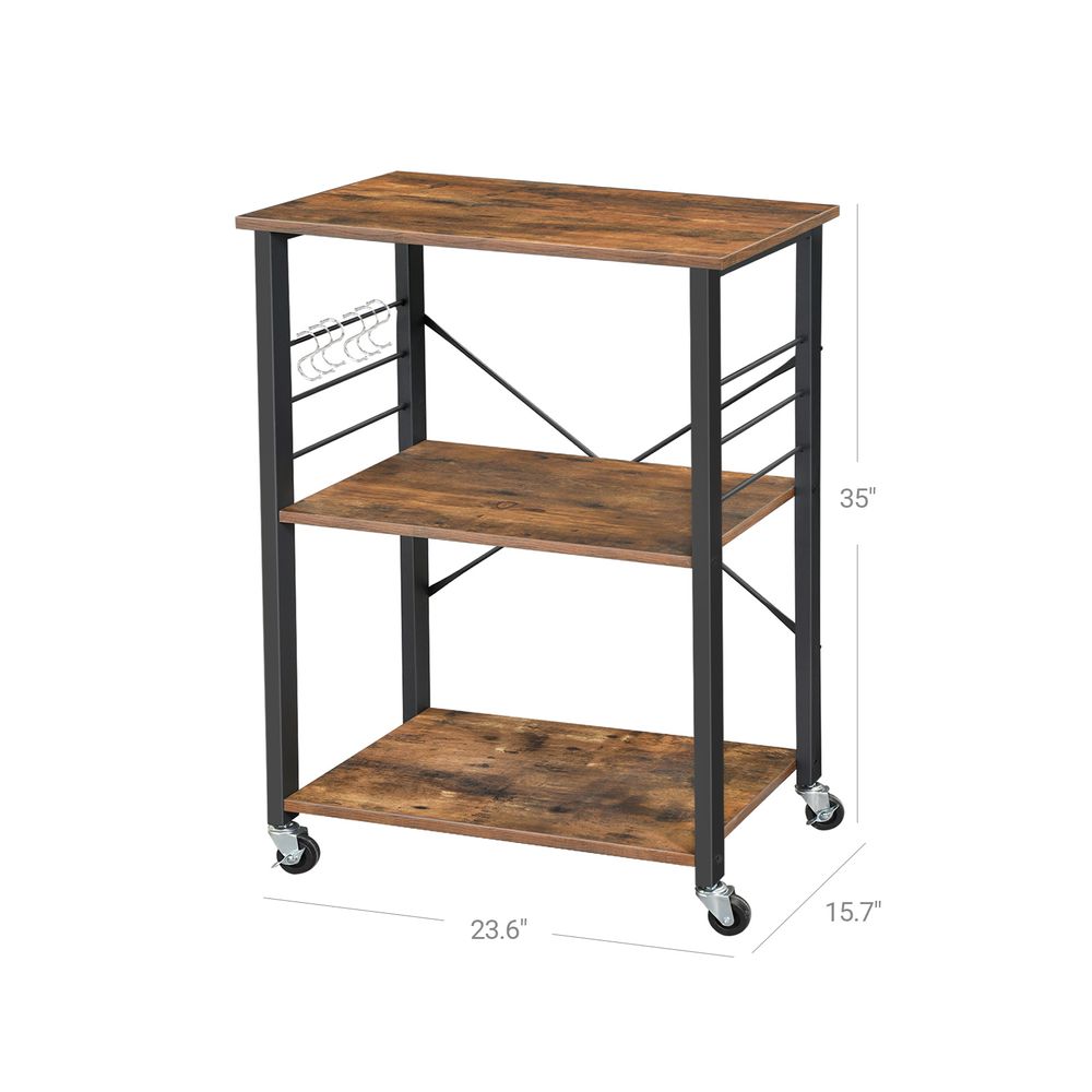 Kitchen Shelf on Wheels – 3-Tier Storage – Rolling Utility Cart