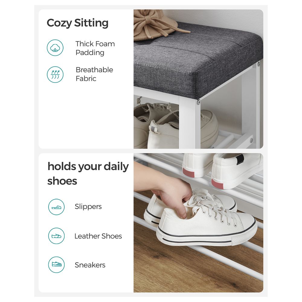 Shoe Bench With Cushion - Entryway Shoe Storage Seating
