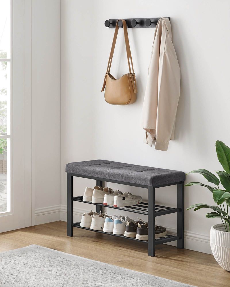 Shoe Bench With Cushion - Entryway Shoe Storage Seating