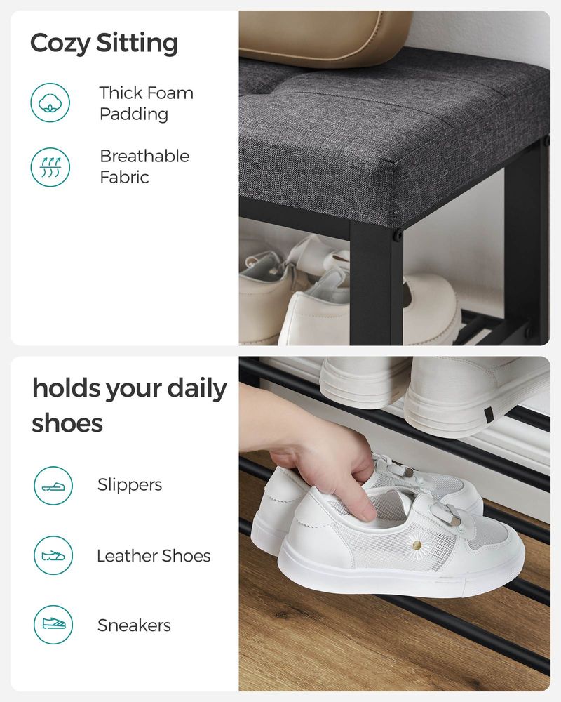 Shoe Bench With Cushion - Entryway Shoe Storage Seating