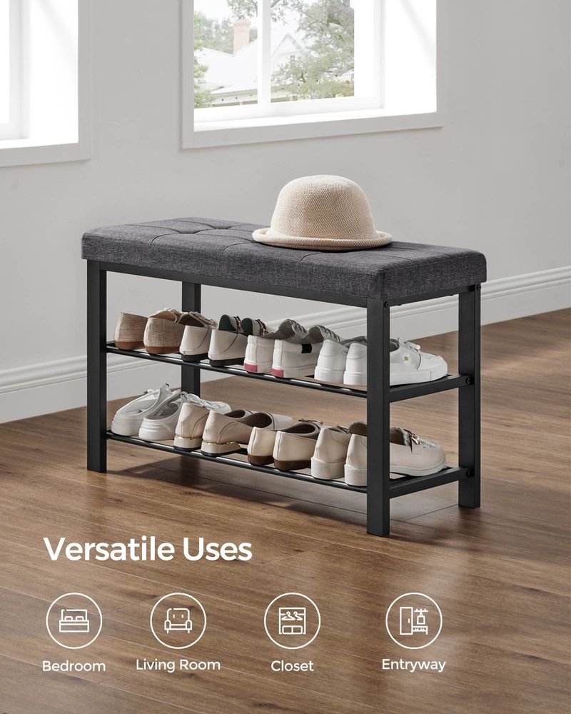 Shoe Bench With Cushion - Entryway Shoe Storage Seating