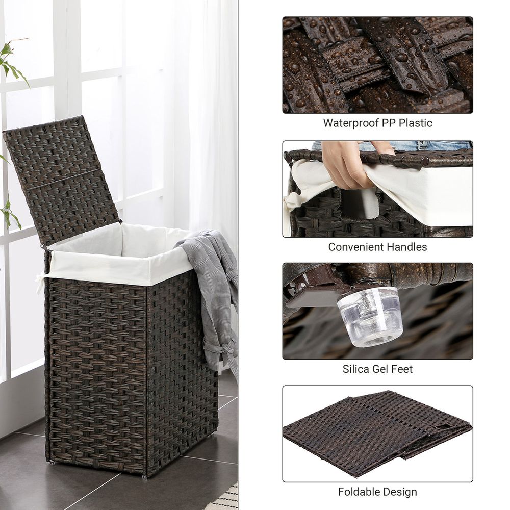 Laundry Basket With Lid - Synthetic Rattan - 23.8 Gallon