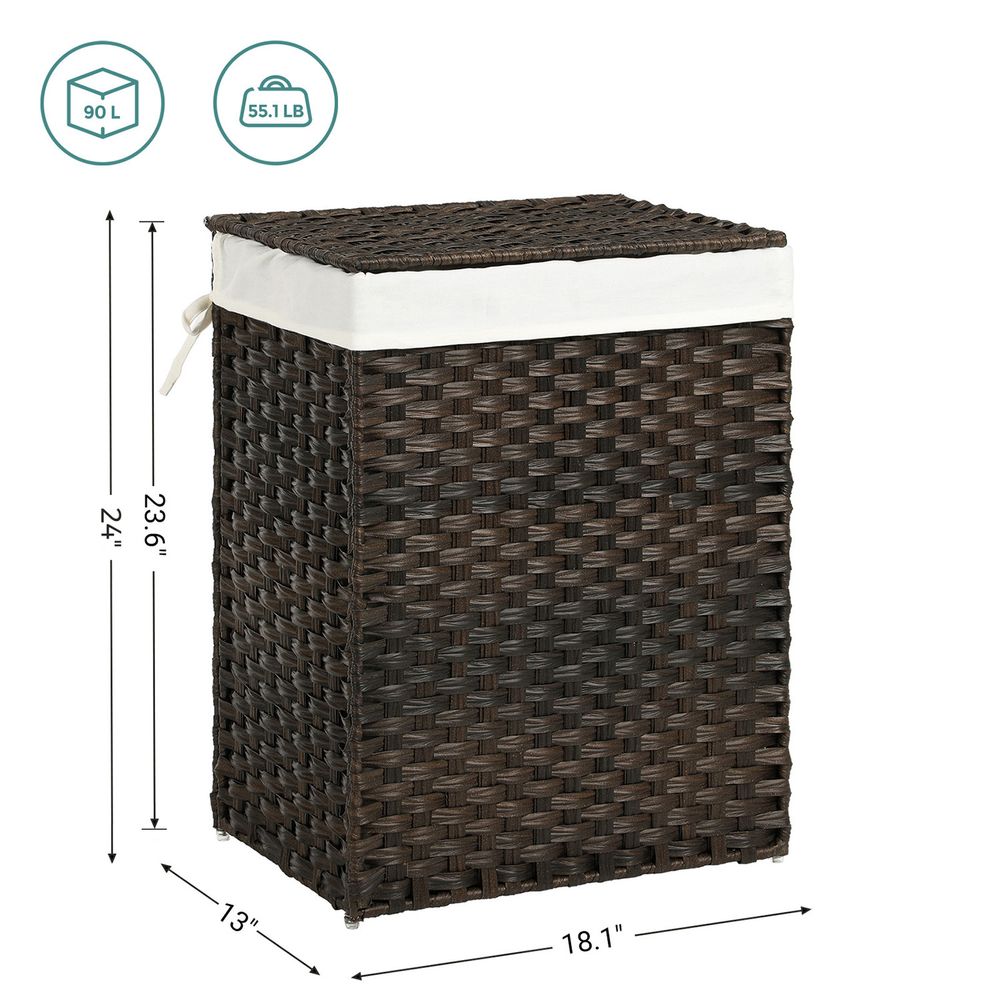 Laundry Basket With Lid - Synthetic Rattan - 23.8 Gallon