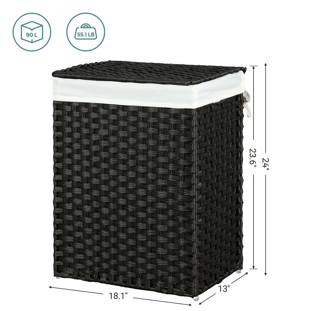 Laundry Basket With Lid - Synthetic Rattan - 23.8 Gallon