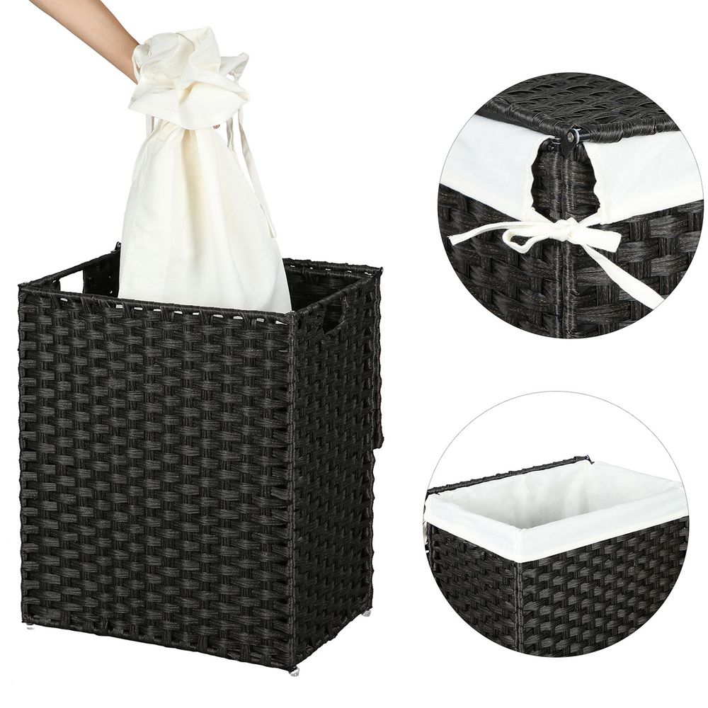 Laundry Basket With Lid - Synthetic Rattan - 23.8 Gallon