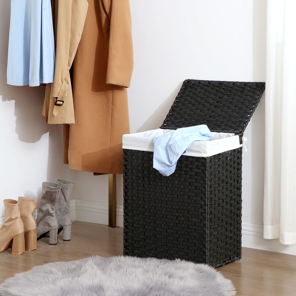 Laundry Basket With Lid - Synthetic Rattan - 23.8 Gallon