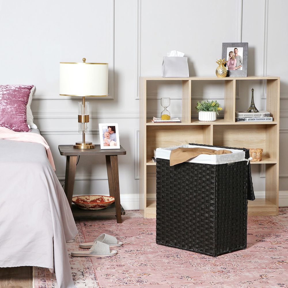 Laundry Basket With Lid - Synthetic Rattan - 23.8 Gallon