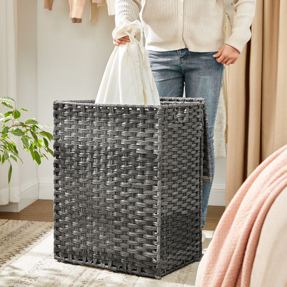 Laundry Basket With Lid - Synthetic Rattan - 23.8 Gallon