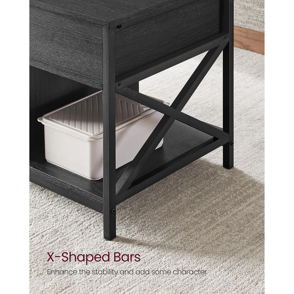 Lift Top Coffee Table - With Storage Shelf - Industrial Style