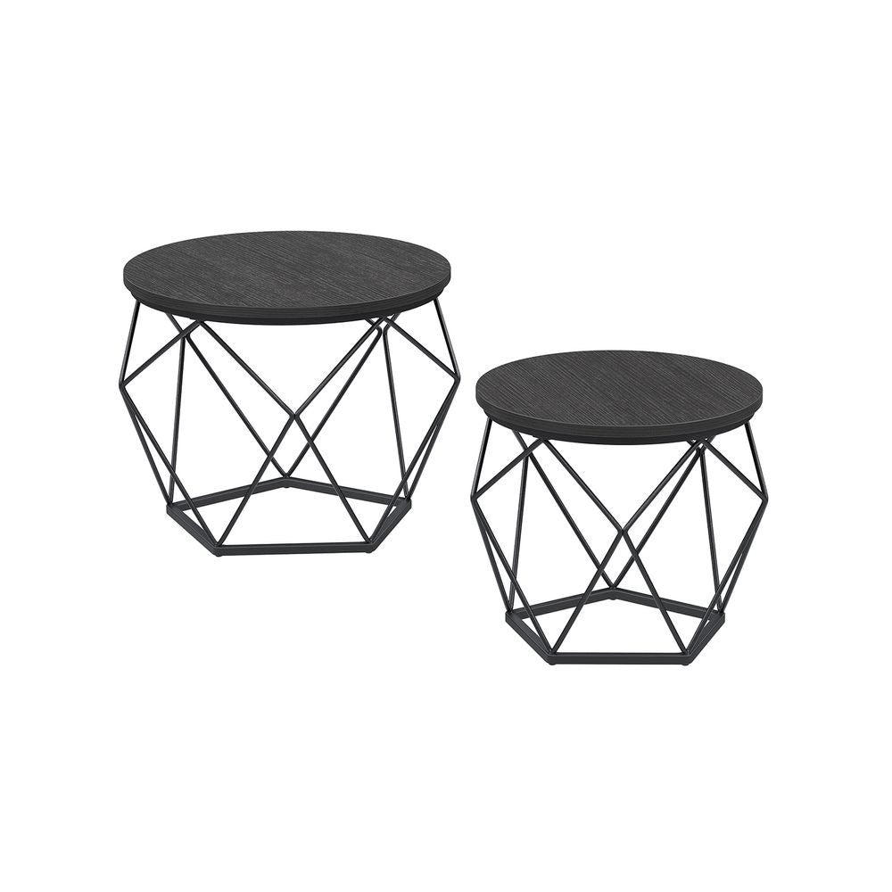 Round Coffee Table Set Of 2 - Steel Frame - Modern Living Room