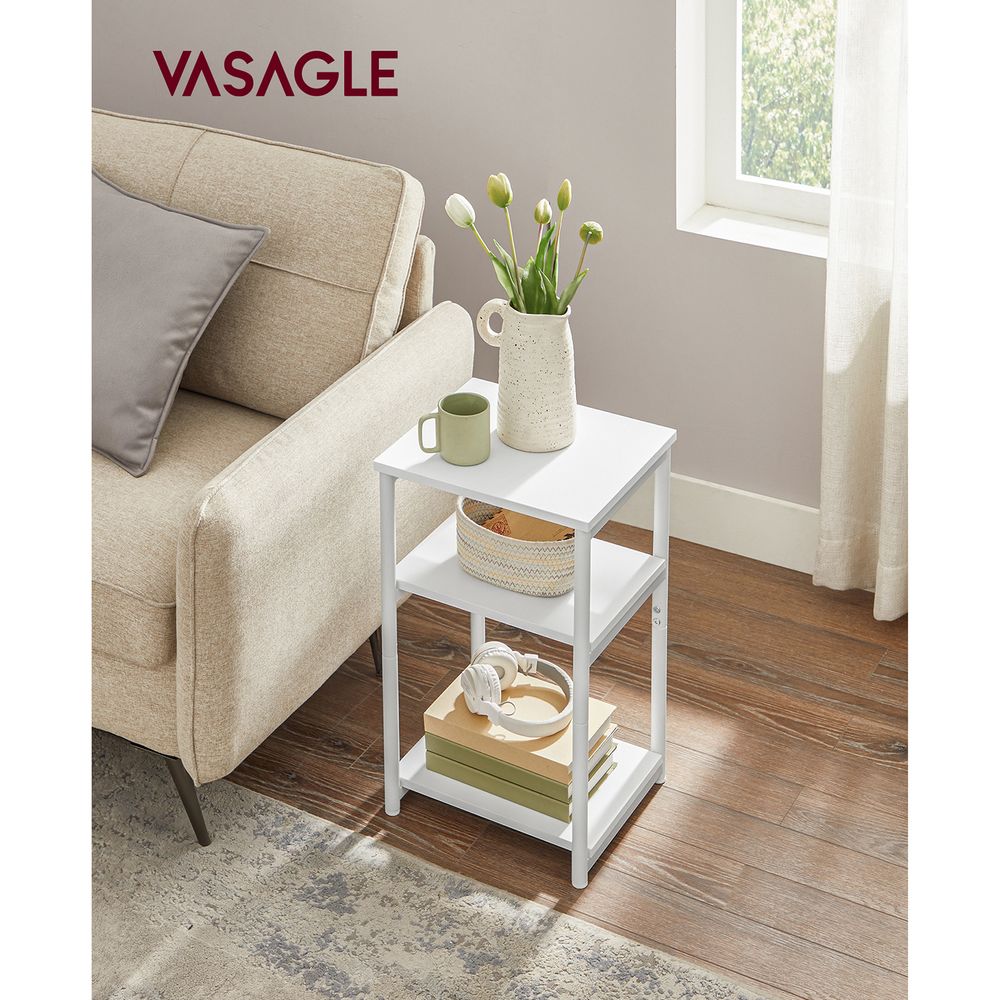Small End Table With 3 Tiers – Industrial Design – Slim Space-Saving Table